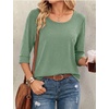 Ekouaer 3/4 Sleeve Womens Tops Scoop Neck T Shirts 2026 Casual Basic Tees | Casual Tops,Cute Basic Tops Vacation Outfits,Comfy Basic Tees,Loose Fit Tops For All-Season Daily Wear,available in S-3XL(Light Green)