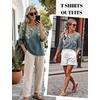 Ekouaer 3/4 Sleeve Womens Tops Scoop Neck T Shirts 2026 Casual Basic Tees | Casual Tops,Cute Basic Tops Vacation Outfits,Comfy Basic Tees,Loose Fit Tops For All-Season Daily Wear,available in S-3XL(Flower Print-wf71)