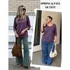 Ekouaer 3/4 Sleeve Womens Tops Scoop Neck T Shirts 2026 Casual Basic Tees | Casual Tops,Cute Basic Tops Vacation Outfits,Comfy Basic Tees,Loose Fit Tops For All-Season Daily Wear,available in S-3XL(Purple)
