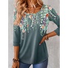 Ekouaer 3/4 Sleeve Womens Tops Scoop Neck T Shirts 2026 Casual Basic Tees | Casual Tops,Cute Basic Tops Vacation Outfits,Comfy Basic Tees,Loose Fit Tops For All-Season Daily Wear,available in S-3XL(Flower Print-wf71)