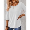 Ekouaer 3/4 Sleeve Womens Tops Scoop Neck T Shirts 2026 Casual Basic Tees | Casual Tops,Cute Basic Tops Vacation Outfits,Comfy Basic Tees,Loose Fit Tops For All-Season Daily Wear,available in S-3XL(White)