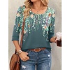Ekouaer 3/4 Sleeve Womens Tops Scoop Neck T Shirts 2026 Casual Basic Tees | Casual Tops,Cute Basic Tops Vacation Outfits,Comfy Basic Tees,Loose Fit Tops For All-Season Daily Wear,available in S-3XL(Flower Print-wf71)