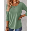 Ekouaer 3/4 Sleeve Womens Tops Scoop Neck T Shirts 2026 Casual Basic Tees | Casual Tops,Cute Basic Tops Vacation Outfits,Comfy Basic Tees,Loose Fit Tops For All-Season Daily Wear,available in S-3XL(Light Green)