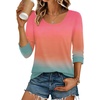 Ekouaer 3/4 Sleeve Womens Tops Scoop Neck T Shirts 2026 Casual Basic Tees | Casual Tops,Cute Basic Tops Vacation Outfits,Comfy Basic Tees,Loose Fit Tops For All-Season Daily Wear,available in S-3XL(Sunset Ombre)