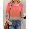 Ekouaer 3/4 Sleeve Womens Tops Scoop Neck T Shirts 2026 Casual Basic Tees | Casual Tops,Cute Basic Tops Vacation Outfits,Comfy Basic Tees,Loose Fit Tops For All-Season Daily Wear,available in S-3XL(Sunset Ombre)