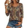 Ekouaer 3/4 Sleeve Womens Tops Scoop Neck T Shirts 2026 Casual Basic Tees | Casual Tops,Cute Basic Tops Vacation Outfits,Comfy Basic Tees,Loose Fit Tops For All-Season Daily Wear,available in S-3XL(Bohemian-mz721)