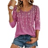 Ekouaer 3/4 Sleeve Womens Tops Scoop Neck T Shirts 2026 Casual Basic Tees | Casual Tops,Cute Basic Tops Vacation Outfits,Comfy Basic Tees,Loose Fit Tops For All-Season Daily Wear,available in S-3XL(Pink-xh370)