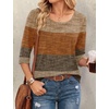 Ekouaer 3/4 Sleeve Womens Tops Scoop Neck T Shirts 2026 Casual Basic Tees | Casual Tops,Cute Basic Tops Vacation Outfits,Comfy Basic Tees,Loose Fit Tops For All-Season Daily Wear,available in S-3XL(Striped Khaki)
