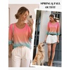 Ekouaer 3/4 Sleeve Womens Tops Scoop Neck T Shirts 2026 Casual Basic Tees | Casual Tops,Cute Basic Tops Vacation Outfits,Comfy Basic Tees,Loose Fit Tops For All-Season Daily Wear,available in S-3XL(Sunset Ombre)