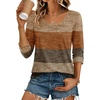 Ekouaer 3/4 Sleeve Womens Tops Scoop Neck T Shirts 2026 Casual Basic Tees | Casual Tops,Cute Basic Tops Vacation Outfits,Comfy Basic Tees,Loose Fit Tops For All-Season Daily Wear,available in S-3XL(Striped Khaki)