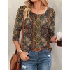 Ekouaer 3/4 Sleeve Womens Tops Scoop Neck T Shirts 2026 Casual Basic Tees | Casual Tops,Cute Basic Tops Vacation Outfits,Comfy Basic Tees,Loose Fit Tops For All-Season Daily Wear,available in S-3XL(Bohemian-mz721)