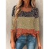 Ekouaer 3/4 Sleeve Womens Tops Scoop Neck T Shirts 2026 Casual Basic Tees | Casual Tops,Cute Basic Tops Vacation Outfits,Comfy Basic Tees,Loose Fit Tops For All-Season Daily Wear,available in S-3XL(Flowers-xh553)