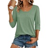 Ekouaer 3/4 Sleeve Womens Tops Scoop Neck T Shirts 2026 Casual Basic Tees | Casual Tops,Cute Basic Tops Vacation Outfits,Comfy Basic Tees,Loose Fit Tops For All-Season Daily Wear,available in S-3XL(Light Green)