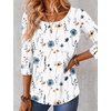 Ekouaer 3/4 Sleeve Womens Tops Scoop Neck T Shirts 2026 Casual Basic Tees | Casual Tops,Cute Basic Tops Vacation Outfits,Comfy Basic Tees,Loose Fit Tops For All-Season Daily Wear,available in S-3XL(Floral White)