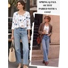 Ekouaer 3/4 Sleeve Womens Tops Scoop Neck T Shirts 2026 Casual Basic Tees | Casual Tops,Cute Basic Tops Vacation Outfits,Comfy Basic Tees,Loose Fit Tops For All-Season Daily Wear,available in S-3XL(Floral White)