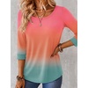 Ekouaer 3/4 Sleeve Womens Tops Scoop Neck T Shirts 2026 Casual Basic Tees | Casual Tops,Cute Basic Tops Vacation Outfits,Comfy Basic Tees,Loose Fit Tops For All-Season Daily Wear,available in S-3XL(Sunset Ombre)