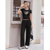 Ekouaer Lounge Sets for Women 2 Piece Summer Matching Set with Pockets | Vacation Airport Travel Outfits,Soft Stretch Loungewear,Slim Short Sleeve Graphic Top and Pants,Comfy Casual Clothes(Black-leopard Heart)