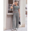 Ekouaer Lounge Sets for Women 2 Piece Summer Matching Set with Pockets | Vacation Airport Travel Outfits,Soft Stretch Loungewear,Slim Short Sleeve Graphic Top and Pants,Comfy Casual Clothes(Grey-letter)