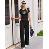 Ekouaer Lounge Sets for Women 2 Piece Summer Matching Set with Pockets | Vacation Airport Travel Outfits,Soft Stretch Loungewear,Slim Short Sleeve Graphic Top and Pants,Comfy Casual Clothes(Black-leopard Heart)