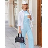 Ekouaer Lounge Sets for Women 2 Piece Summer Matching Set with Pockets | Vacation Airport Travel Outfits,Soft Stretch Loungewear,Slim Short Sleeve Graphic Top and Pants,Comfy Casual Clothes(Light Blue-palm Tree)