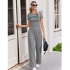 Ekouaer Lounge Sets for Women 2 Piece Summer Matching Set with Pockets | Vacation Airport Travel Outfits,Soft Stretch Loungewear,Slim Short Sleeve Graphic Top and Pants,Comfy Casual Clothes(Grey-letter)