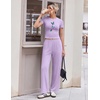 Ekouaer Lounge Sets for Women 2 Piece Summer Matching Set with Pockets | Vacation Airport Travel Outfits,Soft Stretch Loungewear,Slim Short Sleeve Graphic Top and Pants,Comfy Casual Clothes(Purple-butterfly)