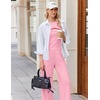 Ekouaer Lounge Sets for Women 2 Piece Summer Matching Set with Pockets | Vacation Airport Travel Outfits,Soft Stretch Loungewear,Slim Short Sleeve Graphic Top and Pants,Comfy Casual Clothes(Pink-letter)
