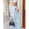 Ekouaer Lounge Sets for Women 2 Piece Summer Matching Set with Pockets | Vacation Airport Travel Outfits,Soft Stretch Loungewear,Slim Short Sleeve Graphic Top and Pants,Comfy Casual Clothes(Light Blue-butterfly)