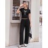 Ekouaer Lounge Sets for Women 2 Piece Summer Matching Set with Pockets | Vacation Airport Travel Outfits,Soft Stretch Loungewear,Slim Short Sleeve Graphic Top and Pants,Comfy Casual Clothes(Black-bow)