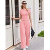 Ekouaer Lounge Sets for Women 2 Piece Summer Matching Set with Pockets | Vacation Airport Travel Outfits,Soft Stretch Loungewear,Slim Short Sleeve Graphic Top and Pants,Comfy Casual Clothes(Pink Symbol)