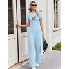 Ekouaer Lounge Sets for Women 2 Piece Summer Matching Set with Pockets | Vacation Airport Travel Outfits,Soft Stretch Loungewear,Slim Short Sleeve Graphic Top and Pants,Comfy Casual Clothes(Light Blue-butterfly)