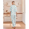 Ekouaer Pajamas for Women Set Button Up Short Sleeve Pjs with Long Pants | Summer Sleepwear, Deep Pockets, Soft Fabric, 2 Piece Lounge Set, Relaxed Fit, Various Occasions(Striped Bow)