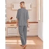 Ekouaer Pajamas for Women Set Button Up Short Sleeve Pjs with Long Pants | Summer Sleepwear, Deep Pockets, Soft Fabric, 2 Piece Lounge Set, Relaxed Fit, Various Occasions(Grey)