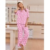 Ekouaer Pajamas for Women Set Button Up Short Sleeve Pjs with Long Pants | Summer Sleepwear, Deep Pockets, Soft Fabric, 2 Piece Lounge Set, Relaxed Fit, Various Occasions(Pink Cherry)