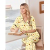 Ekouaer Pajamas for Women Set Button Up Short Sleeve Pjs with Long Pants | Summer Sleepwear, Deep Pockets, Soft Fabric, 2 Piece Lounge Set, Relaxed Fit, Various Occasions(Pale Yellow Fruit)