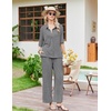 Ekouaer Pajamas for Women Set Button Up Short Sleeve Pjs with Long Pants | Summer Sleepwear, Deep Pockets, Soft Fabric, 2 Piece Lounge Set, Relaxed Fit, Various Occasions(Grey)
