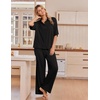 Ekouaer Pajamas for Women Set Button Up Short Sleeve Pjs with Long Pants | Summer Sleepwear, Deep Pockets, Soft Fabric, 2 Piece Lounge Set, Relaxed Fit, Various Occasions(Black)