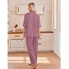 Ekouaer Pajamas for Women Set Button Up Short Sleeve Pjs with Long Pants | Summer Sleepwear, Deep Pockets, Soft Fabric, 2 Piece Lounge Set, Relaxed Fit, Various Occasions(Dusty Rose)