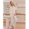 Ekouaer Pajamas for Women Set Button Up Short Sleeve Pjs with Long Pants | Summer Sleepwear, Deep Pockets, Soft Fabric, 2 Piece Lounge Set, Relaxed Fit, Various Occasions(Champagne)
