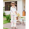Ekouaer Pajamas for Women Set Button Up Short Sleeve Pjs with Long Pants | Summer Sleepwear, Deep Pockets, Soft Fabric, 2 Piece Lounge Set, Relaxed Fit, Various Occasions(Colorful Bow)