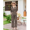 Ekouaer Pajamas for Women Set Button Up Short Sleeve Pjs with Long Pants | Summer Sleepwear, Deep Pockets, Soft Fabric, 2 Piece Lounge Set, Relaxed Fit, Various Occasions(Brown Leopard)