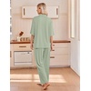 Ekouaer Pajamas for Women Set Button Up Short Sleeve Pjs with Long Pants | Summer Sleepwear, Deep Pockets, Soft Fabric, 2 Piece Lounge Set, Relaxed Fit, Various Occasions(Light Green)