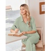 Ekouaer Pajamas for Women Set Button Up Short Sleeve Pjs with Long Pants | Summer Sleepwear, Deep Pockets, Soft Fabric, 2 Piece Lounge Set, Relaxed Fit, Various Occasions(Light Green)