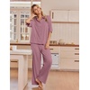Ekouaer Pajamas for Women Set Button Up Short Sleeve Pjs with Long Pants | Summer Sleepwear, Deep Pockets, Soft Fabric, 2 Piece Lounge Set, Relaxed Fit, Various Occasions(Dusty Rose)