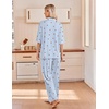 Ekouaer Pajamas for Women Set Button Up Short Sleeve Pjs with Long Pants | Summer Sleepwear, Deep Pockets, Soft Fabric, 2 Piece Lounge Set, Relaxed Fit, Various Occasions(Blue Gingham Cherry)