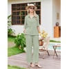 Ekouaer Pajamas for Women Set Button Up Short Sleeve Pjs with Long Pants | Summer Sleepwear, Deep Pockets, Soft Fabric, 2 Piece Lounge Set, Relaxed Fit, Various Occasions(Light Green)
