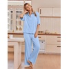 Ekouaer Pajamas for Women Set Button Up Short Sleeve Pjs with Long Pants | Summer Sleepwear, Deep Pockets, Soft Fabric, 2 Piece Lounge Set, Relaxed Fit, Various Occasions(Light Blue)