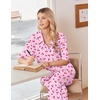 Ekouaer Pajamas for Women Set Button Up Short Sleeve Pjs with Long Pants | Summer Sleepwear, Deep Pockets, Soft Fabric, 2 Piece Lounge Set, Relaxed Fit, Various Occasions(Pink Cherry)