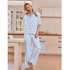 Ekouaer Pajamas for Women Set Button Up Short Sleeve Pjs with Long Pants | Summer Sleepwear, Deep Pockets, Soft Fabric, 2 Piece Lounge Set, Relaxed Fit, Various Occasions(Blue Gingham Cherry)