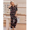 Ekouaer Pajamas for Women Set Button Up Short Sleeve Pjs with Long Pants | Summer Sleepwear, Deep Pockets, Soft Fabric, 2 Piece Lounge Set, Relaxed Fit, Various Occasions(Black Watermelon)